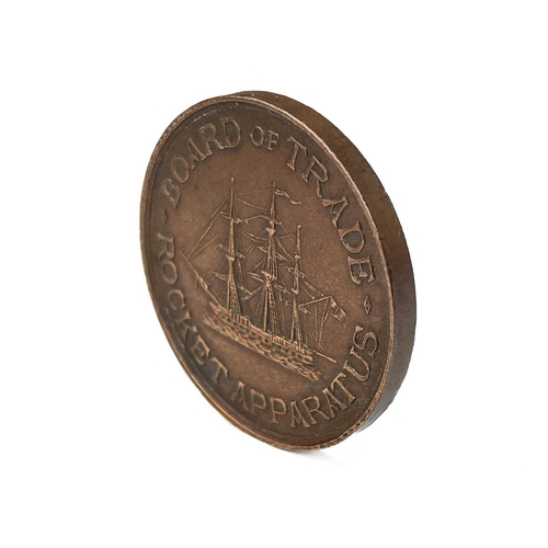 5 - A Board of Trade rocket apparatus bronze token. For proof of service at a wreck, diameter 3.5cm.