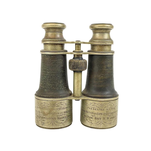 98 - Porthleven RNLI interest, a pair of binoculars by Ross, London. Engraved 'In recognition of his long... 