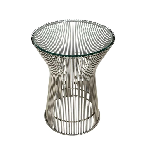 1001 - Warren Platner, for Knoll International. A glass top occasional table, the nickel plated rods of wai... 