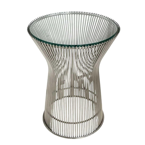 1001 - Warren Platner, for Knoll International. A glass top occasional table, the nickel plated rods of wai... 