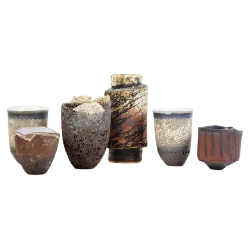 1015 - Paula Downing (1948). A group of six studio vases, most with impressed seal marks, the tallest heigh... 