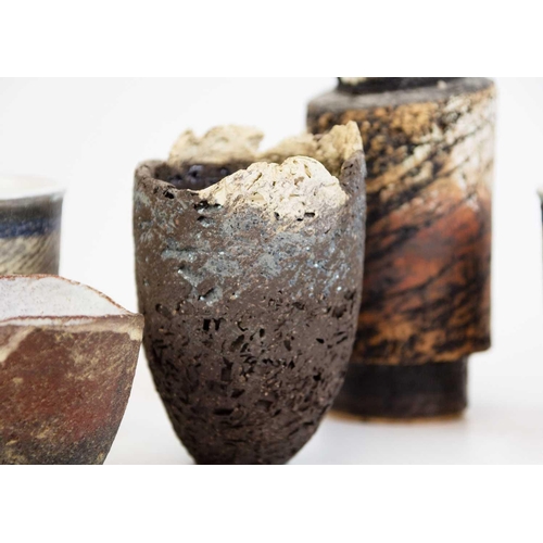 1015 - Paula Downing (1948). A group of six studio vases, most with impressed seal marks, the tallest heigh... 