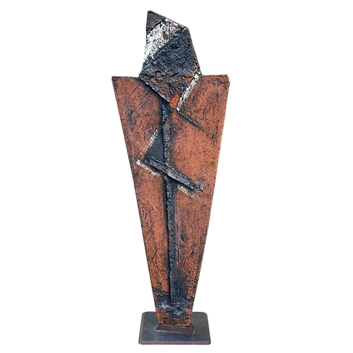 1024 - Paula Downing (1948). Warrior ceramic sculpture, on a metal base, height 67cm. Mollie & Graham met i... 