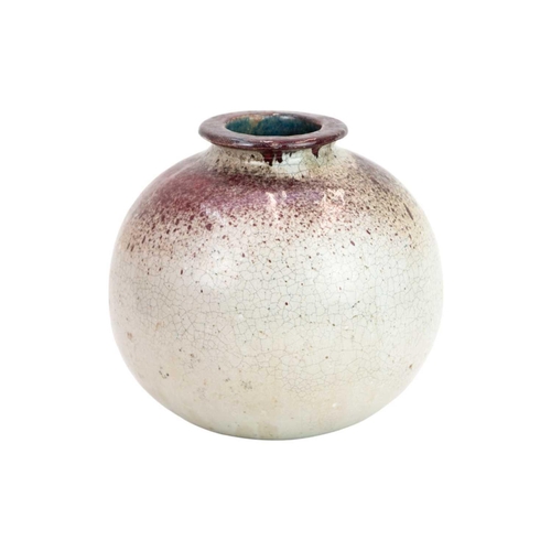 1041 - Christa Maria HERRMANN (1945). Raku pot with iron red glaze, incised initials and 85, height 24cm. P... 