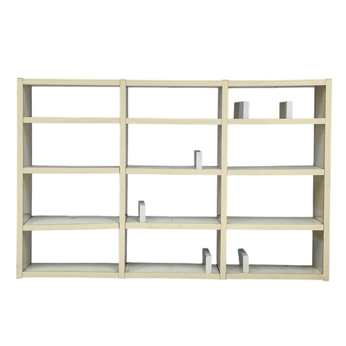 1059 - An Artemide plastic three-section adjustable bookcase. Italian, 1980s, height 146cm, width 227cm, de... 