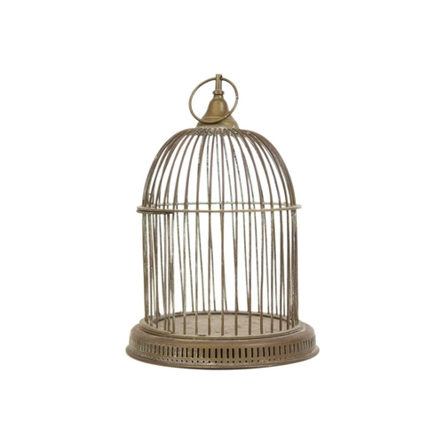 112 - A hanging brass bird cage. 20th century, of domed form, with a pierced circular base, height 35cm.