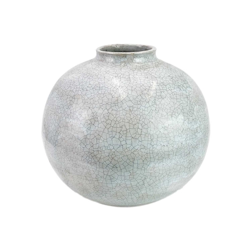 1122 - Christa Maria HERRMANN (b.1945). A large raku glazed globular jar, incised initials and 89, height 3... 