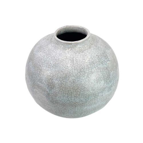 1122 - Christa Maria HERRMANN (b.1945). A large raku glazed globular jar, incised initials and 89, height 3... 