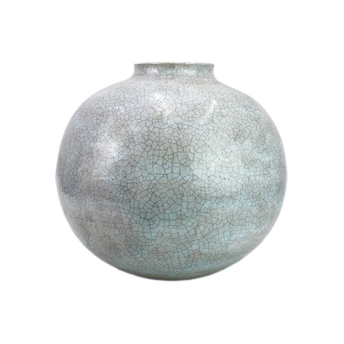 1122 - Christa Maria HERRMANN (b.1945). A large raku glazed globular jar, incised initials and 89, height 3... 