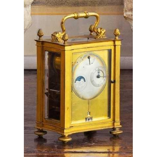 1123 - Antoine Blondeau, A carriage clock. French, circa 1825-30, with an engine-turned gilt bronze case, p... 