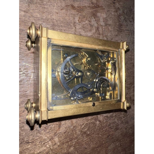 1123 - Antoine Blondeau, A carriage clock. French, circa 1825-30, with an engine-turned gilt bronze case, p... 