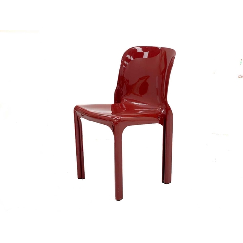 1146 - Vico Magistretti for Artemide, a red plastic chair-Selene. Stamped mark, height 76cm. Mollie & Graha... 