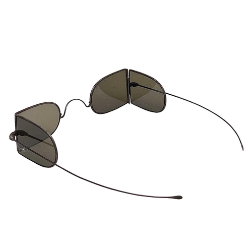 116 - A pair of Victorian Double D Railway sunglasses. With smoke tinted lens.