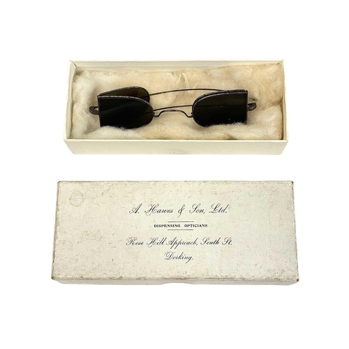 116 - A pair of Victorian Double D Railway sunglasses. With smoke tinted lens.