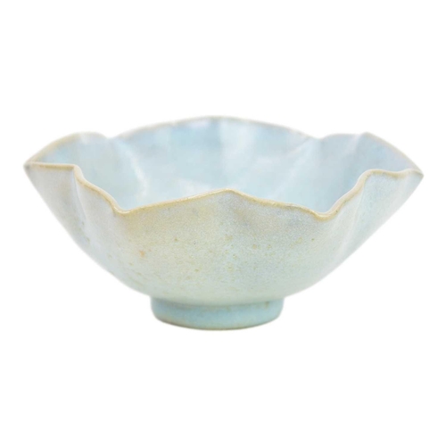 1164 - James WALFORD (1913-2003), A lotus shape stoneware bowl, with a mottled pale turquoise glaze, height... 