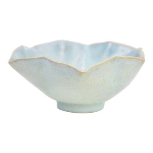 1164 - James WALFORD (1913-2003), A lotus shape stoneware bowl, with a mottled pale turquoise glaze, height... 