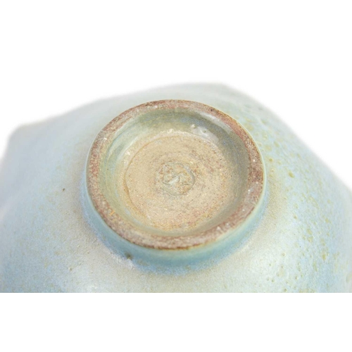 1164 - James WALFORD (1913-2003), A lotus shape stoneware bowl, with a mottled pale turquoise glaze, height... 