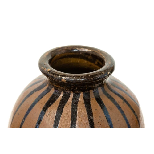 1166 - A Japanese Tamba ware vase. 19th century, the brown glaze with dark brown streaks, height 36cm. Moll... 