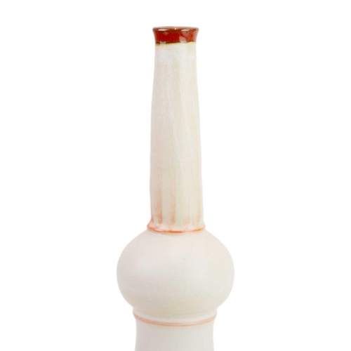 1167 - Christine FEILER (1948). A tall studio pottery vase, with a knopped stem and trumpet base, height 38... 