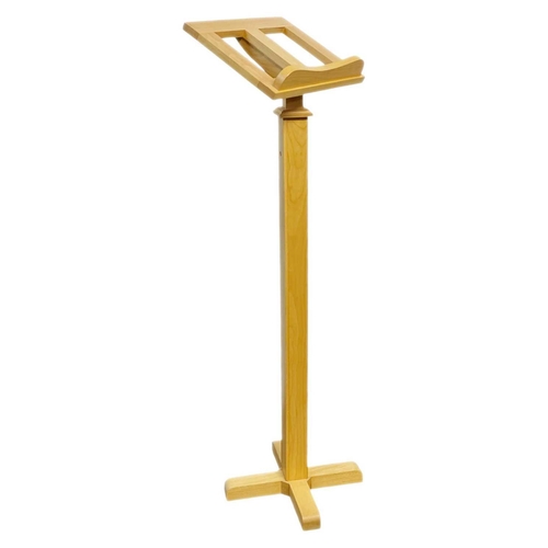 1169 - A beech adjustable lectern. Modern, with square support and four-splay base, height (minimum) 131cm.... 