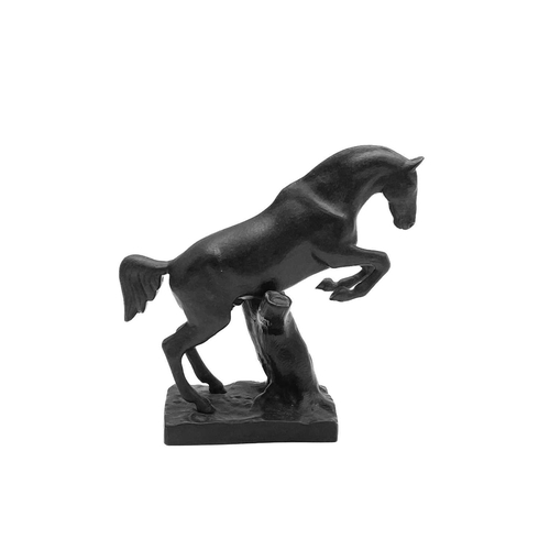 117 - A 20th century Russian cast iron model of a leaping horse. Impressed marks to base, height 19cm.