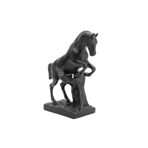 117 - A 20th century Russian cast iron model of a leaping horse. Impressed marks to base, height 19cm.