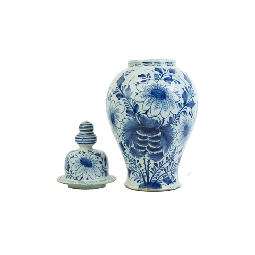 1170 - Two Dutch Delft blue and white vases. 18th century, one painted with Chinese style figures, the othe... 