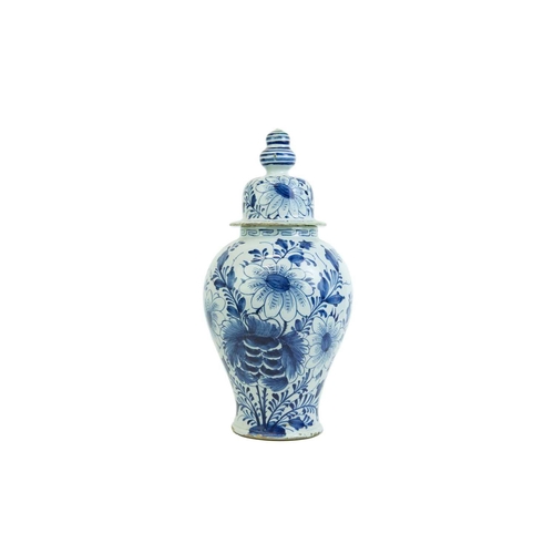 1170 - Two Dutch Delft blue and white vases. 18th century, one painted with Chinese style figures, the othe... 