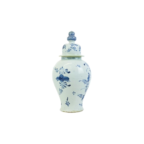 1170 - Two Dutch Delft blue and white vases. 18th century, one painted with Chinese style figures, the othe... 