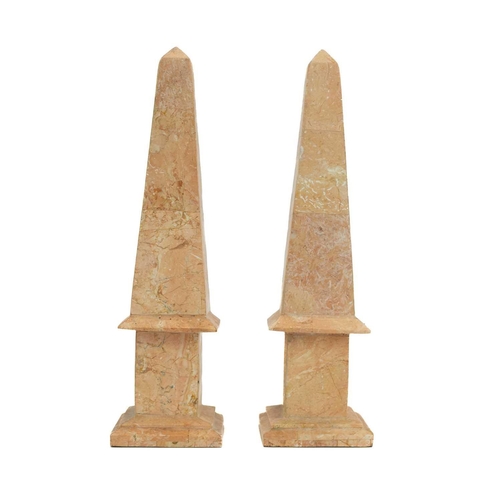 1173 - A pair of red marble veneered obelisks. Modern, height 31cm. Mollie & Graham met in Wimbledon in 197... 