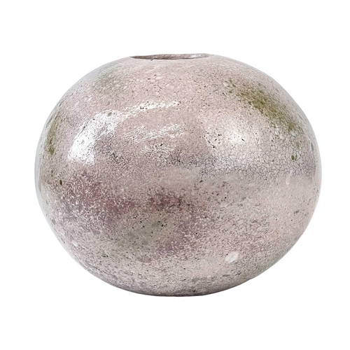 1182 - Christa Maria HERRMANN (b.1945). A raku glazed globular pot, incised initials and 89, height 21cm. M... 