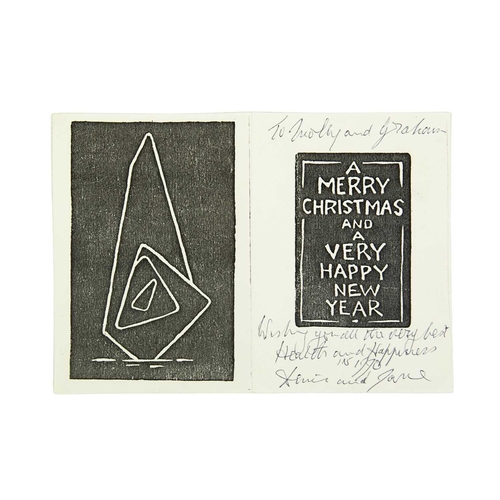 1201 - Denis MITCHELL (1912-1993) Two linocut Christmas greetings cards. Sculpture, Menwinnion (1988), 13.5... 