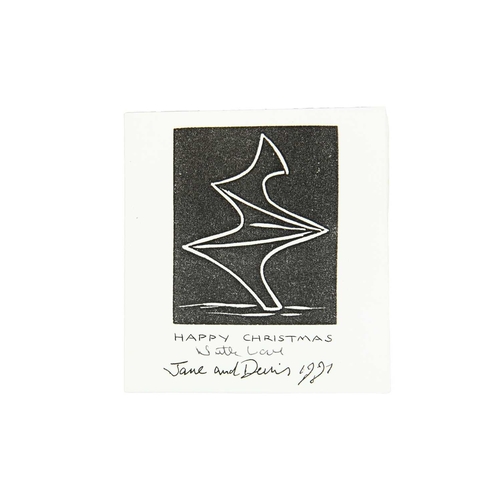 1210 - Denis MITCHELL (1912-1993) Two linocut Christmas greetings cards. Sculpture, Boleigh (1990), 15X10.5... 