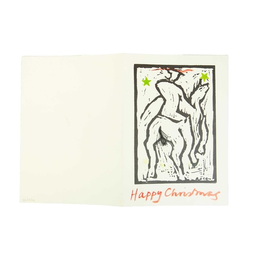 1218 - Mixed Christmas and greetings cards. Including Rose Hilton, linocut with a figure on a horse, 21X15c... 