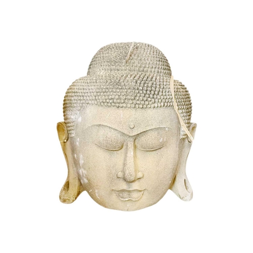 1222 - A large reconstituted stone Buddha head Modern, height 47cm Mollie & Graham met in Wimbledon in 1978... 