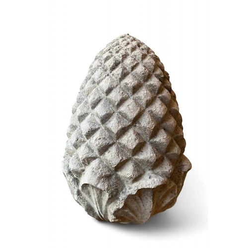 1227 - A large reconstituted stone pineapple finial. Height 68cm plus stone plinth 37cm Mollie & Graham met... 