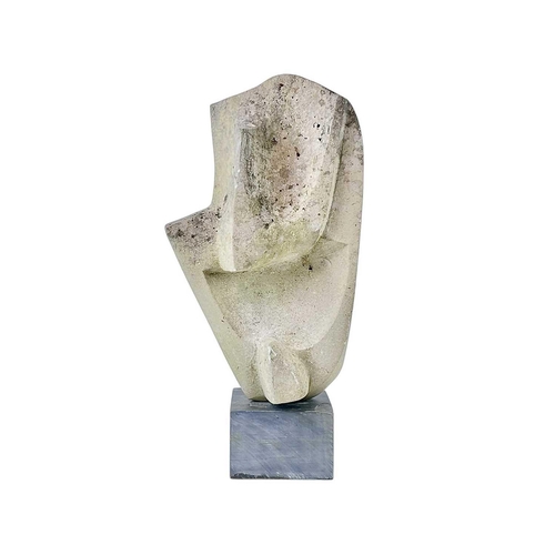 1230 - Modern British School, Abstract sandstone sculpture. Late 20th century, height 45.5cm, on a slate pl... 