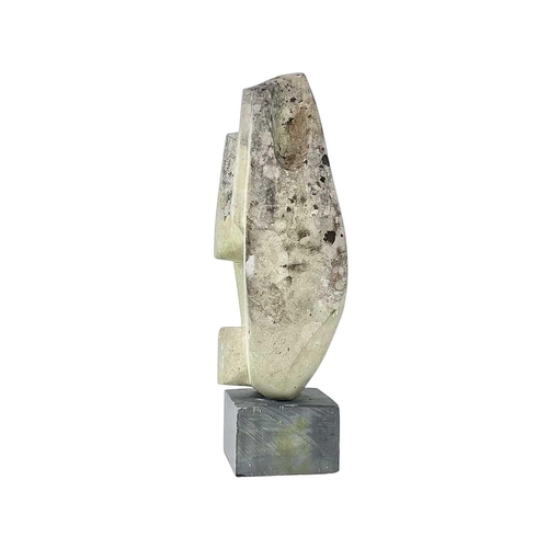 1230 - Modern British School, Abstract sandstone sculpture. Late 20th century, height 45.5cm, on a slate pl... 