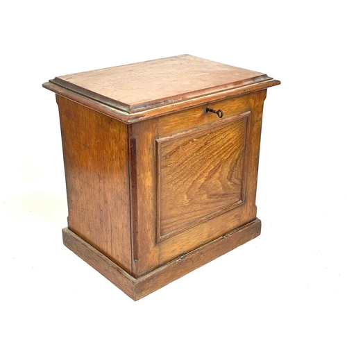 131 - A mahogany collectors coin cabinet. With fall front and an arrangement of eleven drawers, height 35c... 