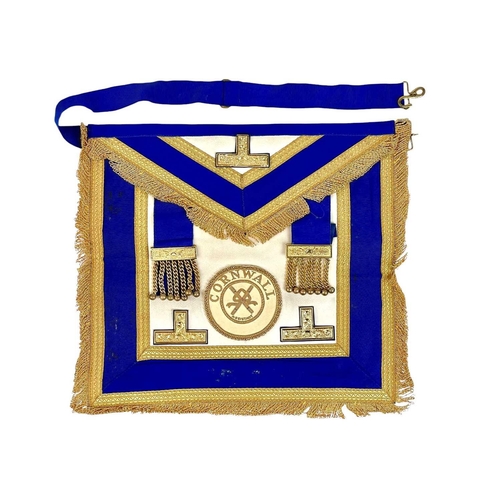 135 - Masonic regalia and jewels, contained in a leather case. Including two Free Masonic Aprons, medals, ... 