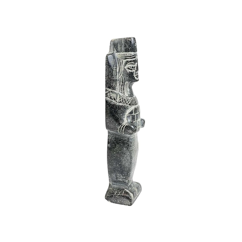 142 - An Egyptian carved black stone standing figure. 20th century, height 15cm.