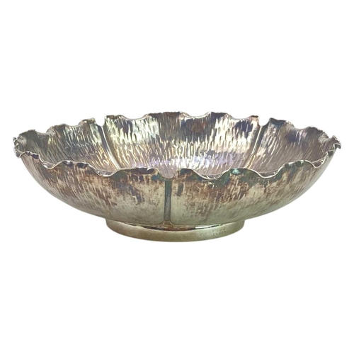 151 - A Hukin & Heath Aesthetic movement silver plated dish. Christopher Dresser style, as a single flower... 