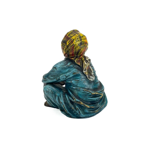 154 - Franz Bergmann, An Austrian cold painted bronze figure of a seated Bedouin girl. Vienna, circa 1900,... 