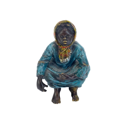 154 - Franz Bergmann, An Austrian cold painted bronze figure of a seated Bedouin girl. Vienna, circa 1900,... 