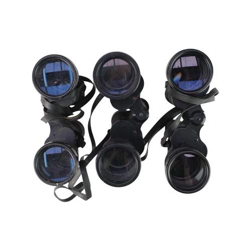 157 - A pair of Zenith 10 x 50 Field 5° binoculars. Together with two other pairs of binoculars, two repro... 