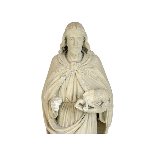 170 - A carved Bath stone figure of St John The Baptist. Probably circa 1900, height 59cm.