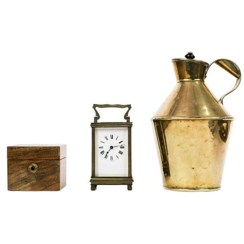 178 - A French brass cased carriage timepiece. Early 20th century, height 13cm, and other items, including... 