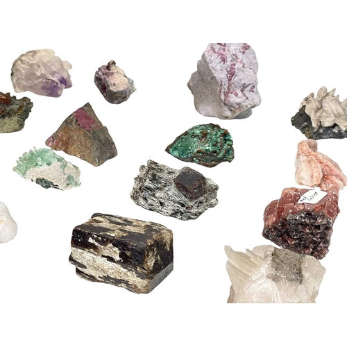 191 - A collection of mineral specimens. To include cinnabar, stilbite, almandine garnet, tourmaline, mang... 