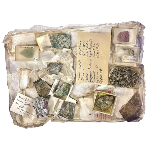 194 - A collection of mineral specimens. Mostly labelled to include ruby in zoisite from Tanzania, jaguar ... 