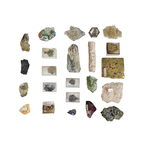 194 - A collection of mineral specimens. Mostly labelled to include ruby in zoisite from Tanzania, jaguar ... 